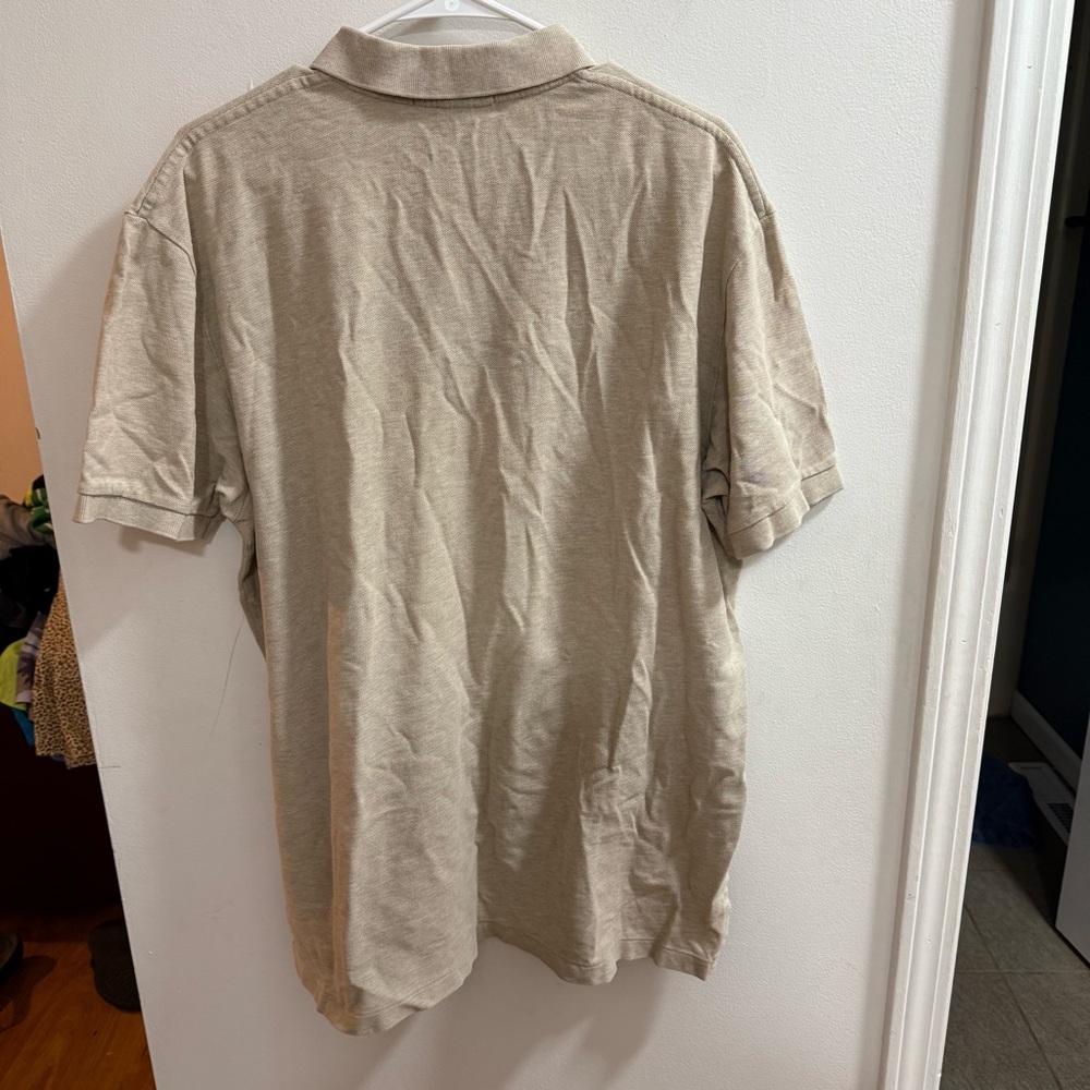Polo Ralph Lauren Mens XL Tan Beige Cotton Short Sleeve Polo Shirt Pony Logo - Picture 2 of 3